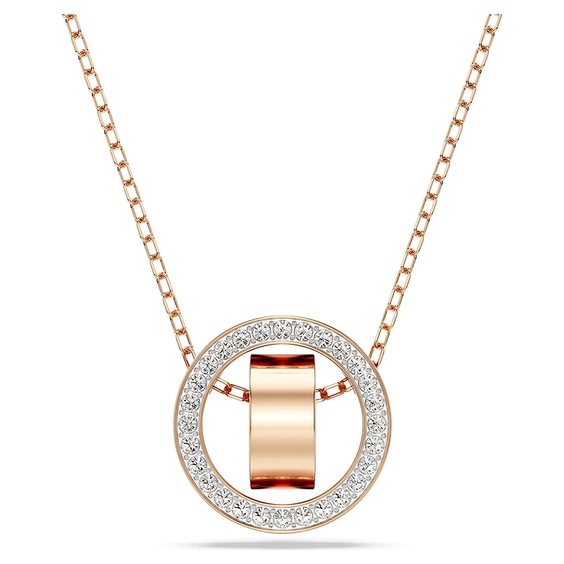 Dextera pendant, pavé, White, 18K rose gold finish