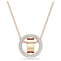 Dextera pendant, pavé, White, 18K rose gold finish