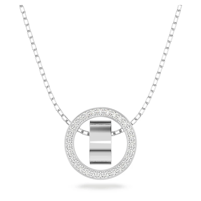 Dextera pendant, pavé, White, Rhodium plated by SWAROVSKI
