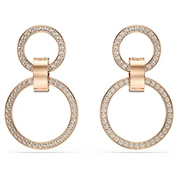 Hollow hoop earrings, White, Rose gold-tone plated by SWAROVSKI