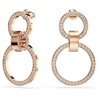 Hollow hoop earrings, White, Rose gold-tone plated by SWAROVSKI