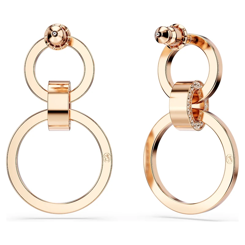 Hollow hoop earrings, White, Rose gold-tone plated by SWAROVSKI