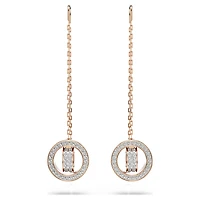 Dextera drop earrings, Pavé, White, Rose gold-tone plated by SWAROVSKI
