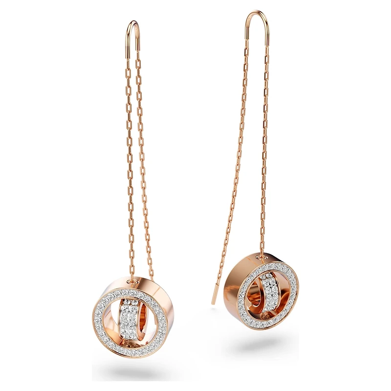 Dextera drop earrings, Pavé, White, Rose gold-tone plated by SWAROVSKI
