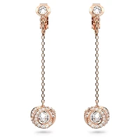 Generation clip earrings, Long, White, Rose gold-tone plated by SWAROVSKI