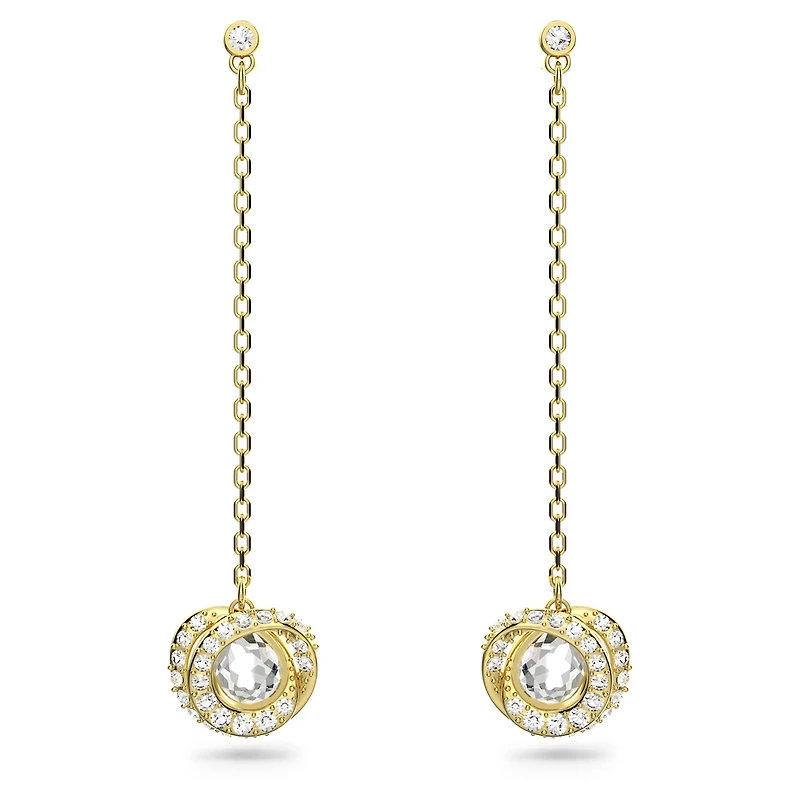 Generation drop earrings, Long, White, Gold-tone plated by SWAROVSKI