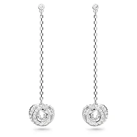 Generation drop earrings, Long, White, Rhodium plated by SWAROVSKI