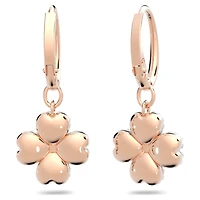 Latisha drop earrings, Flower, White, 18K rose gold finish