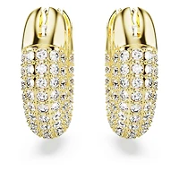 Dextera hoop earrings, Small, White, 18K gold finish