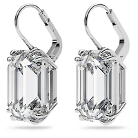 Millenia drop earrings, Octagon cut, White, Rhodium plated by SWAROVSKI