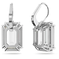 Millenia drop earrings, Octagon cut, White, Rhodium plated by SWAROVSKI