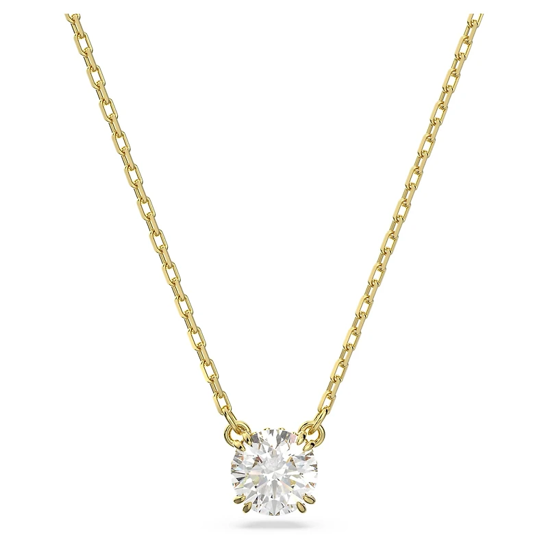 Stilla pendant, Round cut, White, 18K gold finish