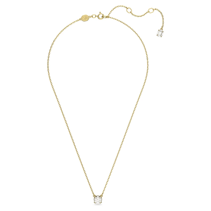 Stilla pendant, Round cut, White, 18K gold finish