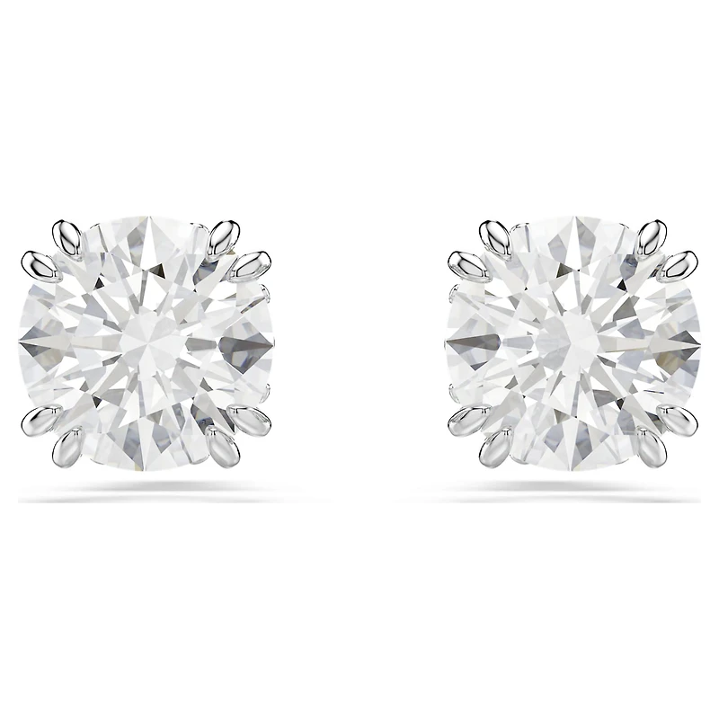 Stilla stud earrings, Round cut, White