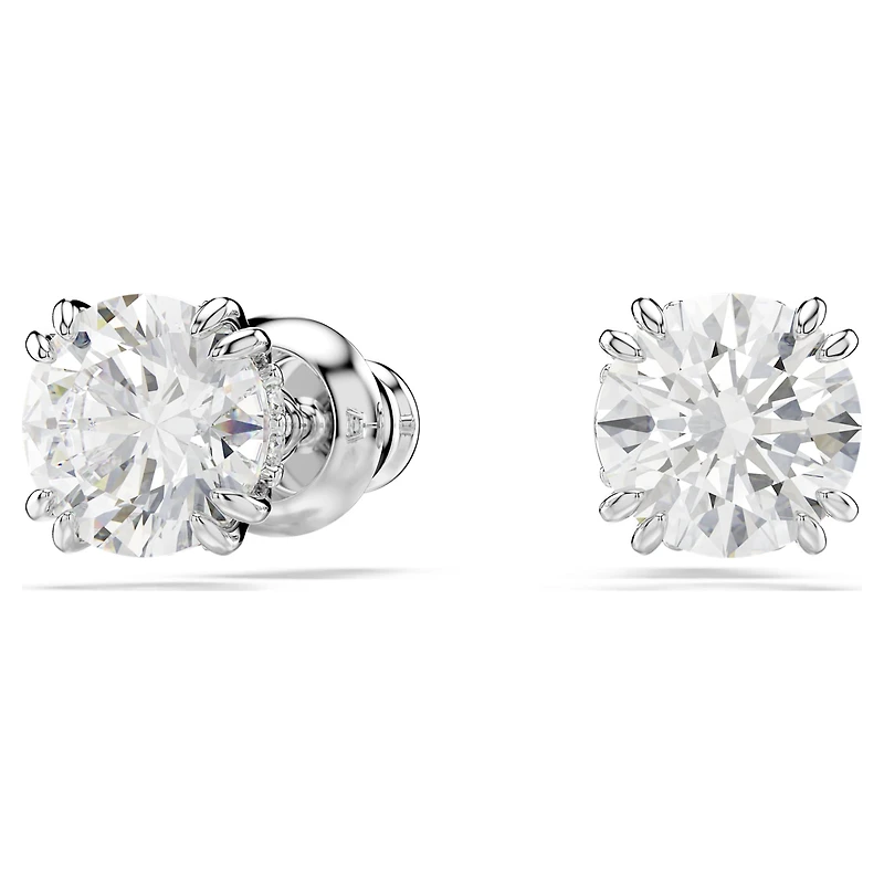 Stilla stud earrings, Round cut, White