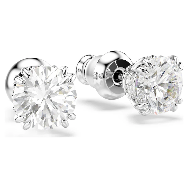 Stilla stud earrings, Round cut, White