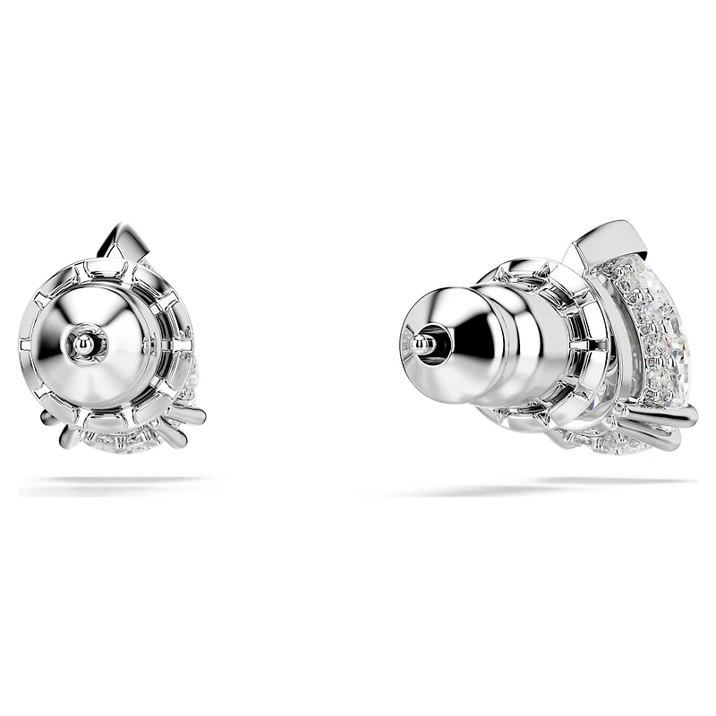 Stilla stud earrings, Pear cut, White, Rhodium plated by SWAROVSKI