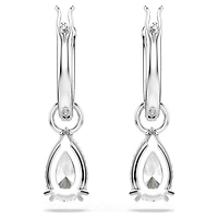 Stilla drop earrings, Pear cut, Round cut, White, Rhodium plated by SWAROVSKI