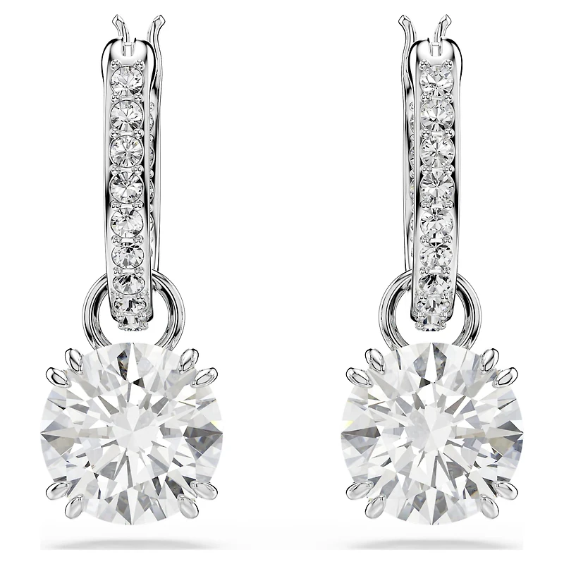 Stilla drop earrings, Round cut, White