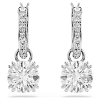 Stilla drop earrings, Round cut, White