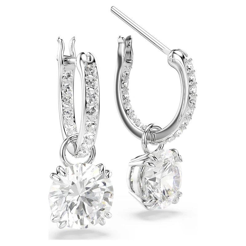 Stilla drop earrings, Round cut, White
