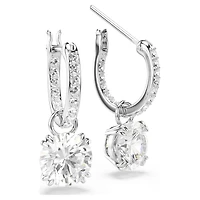 Stilla drop earrings, Round cut, White