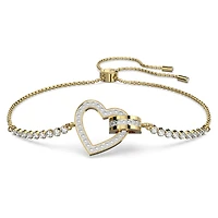 Lovely bracelet, Heart, White, 18K gold finish