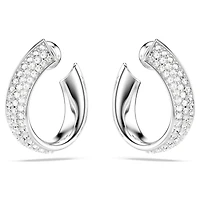 Exist hoop earrings, Small, White, Rhodium plated by SWAROVSKI