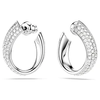 Exist hoop earrings, Small, White, Rhodium plated by SWAROVSKI