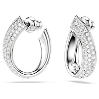Exist hoop earrings, Small, White, Rhodium plated by SWAROVSKI