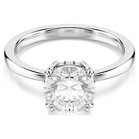 Stilla cocktail ring, Round cut, White, Rhodium plated by SWAROVSKI