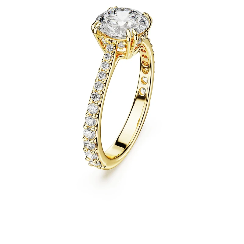 Stilla cocktail ring, Round cut, Pavé, White, 18K gold finish