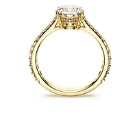 Stilla cocktail ring, Round cut, Pavé, White, 18K gold finish