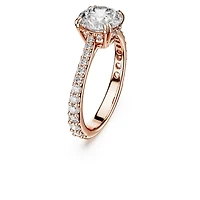 Stilla cocktail ring, Round cut, Pavé, White, 18K rose gold finish