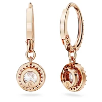 Una Angelic drop earrings, Round cut, Pavé, White, 18K rose gold finish