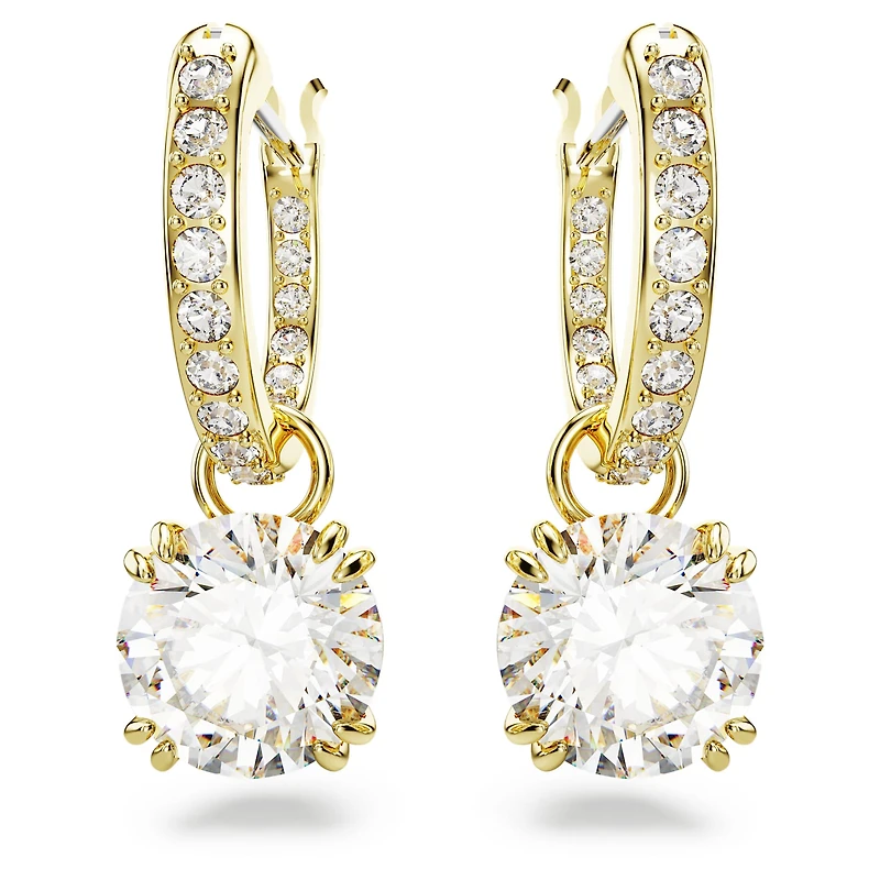 Stilla drop earrings, Round cut, White