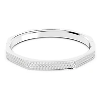 Dextera bangle, Octagon shape, White, Rhodium plated by SWAROVSKI
