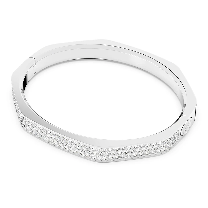 Dextera bangle, Octagon shape, White, Rhodium plated by SWAROVSKI