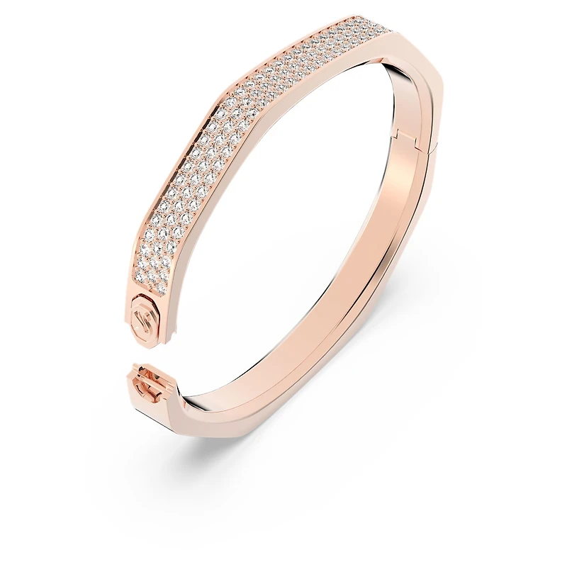 Dextera bangle, Octagon shape, White, Rose gold-tone plated by SWAROVSKI