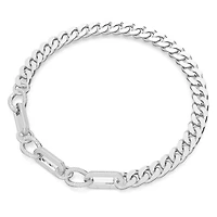 Dextera necklace, Statement, Mixed links, White, Rhodium plated by SWAROVSKI