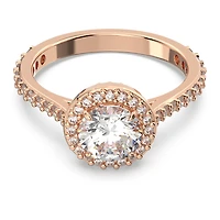 Una Angelic cocktail ring, Round cut, Pavé, White, Rose gold-tone plated by SWAROVSKI