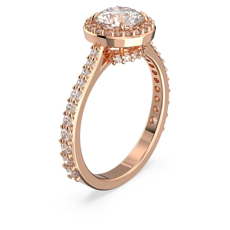 Una Angelic cocktail ring, Round cut, Pavé, White, 18K rose gold finish