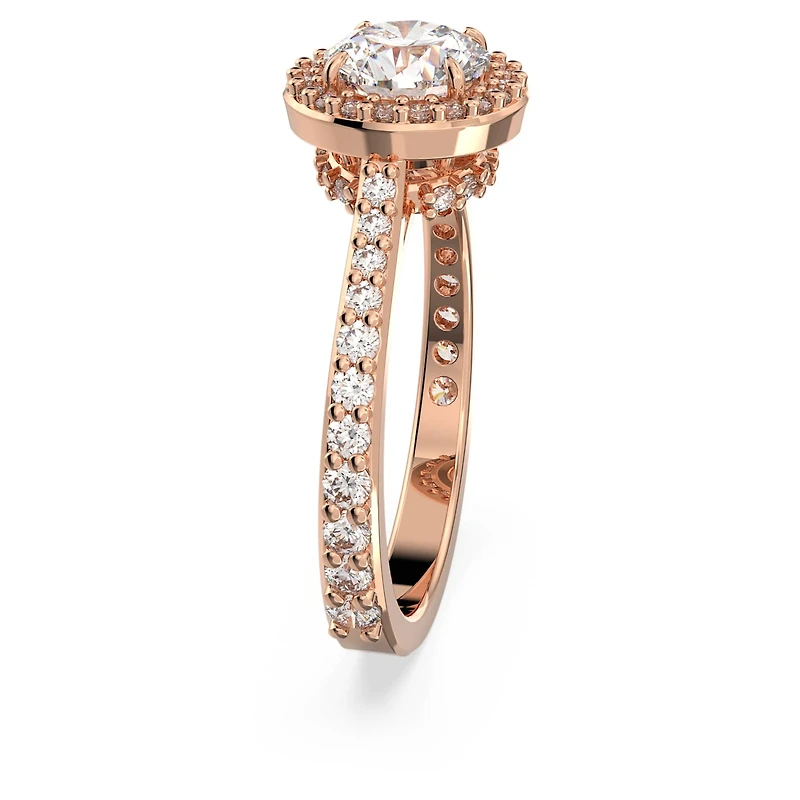 Una Angelic cocktail ring, Round cut, Pavé, White, 18K rose gold finish