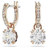Stilla drop earrings, Round cut, White