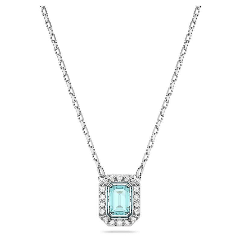 Una necklace, Octagon cut, Blue, Rhodium plated by SWAROVSKI