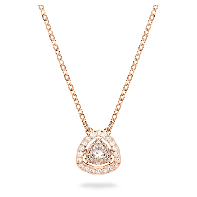 Millenia necklace, Trilliant cut, White, Rose gold-tone plated by SWAROVSKI