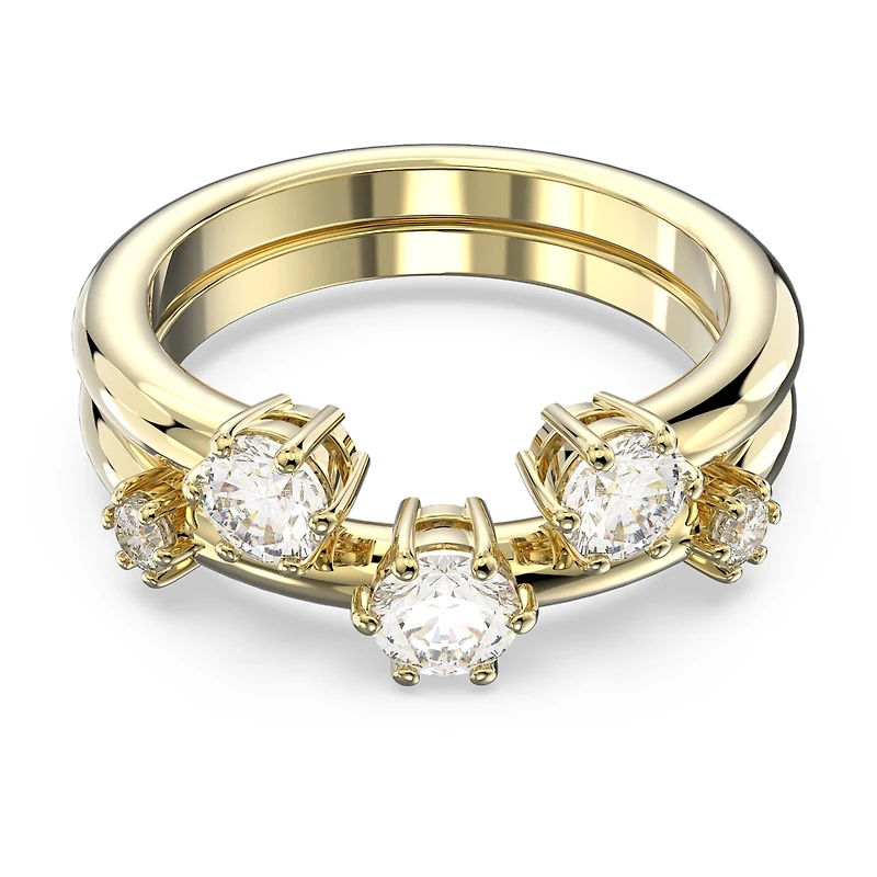 Constella ring, Set (2), Round cut, White, 18K gold finish