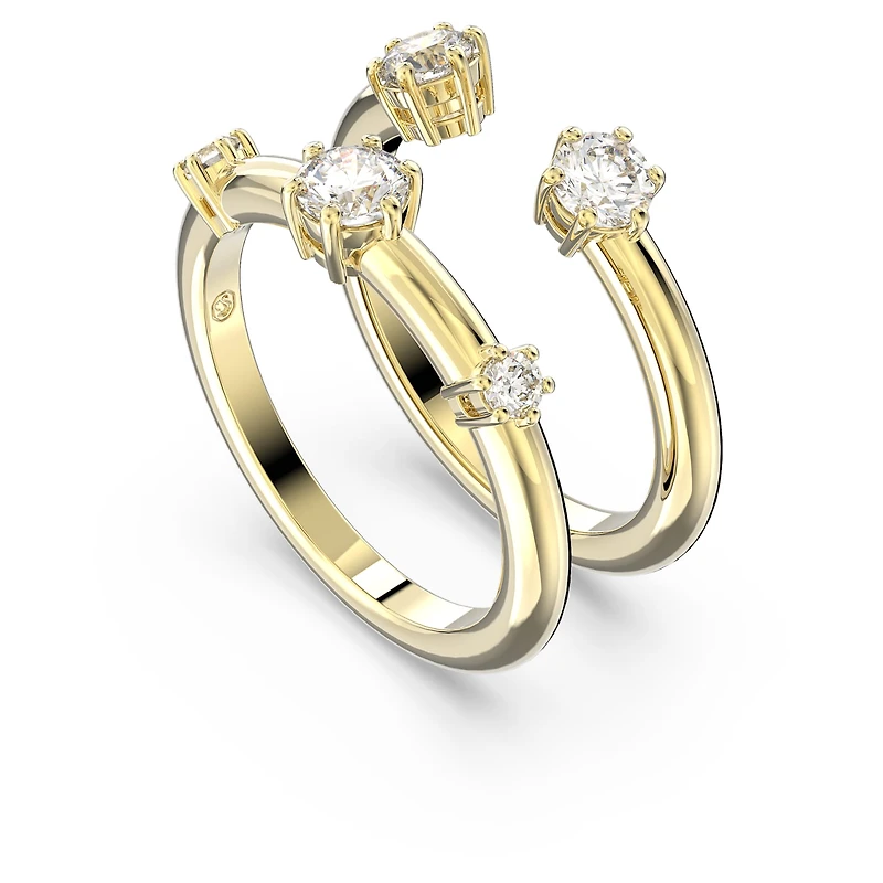 Constella ring, Set (2), Round cut, White, 18K gold finish