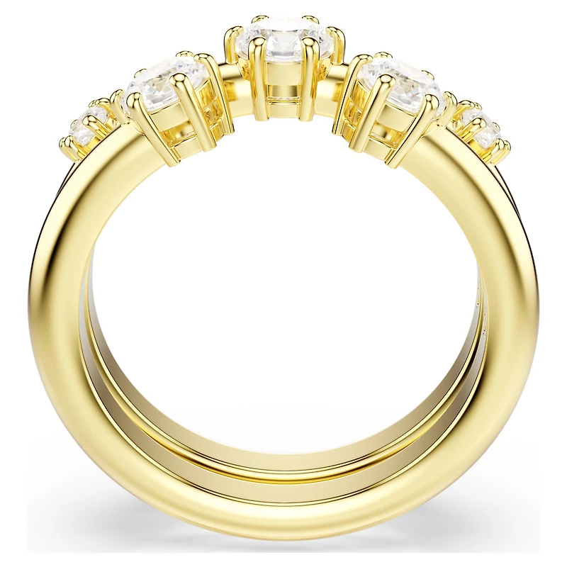 Constella ring, Set (2), Round cut, White, 18K gold finish