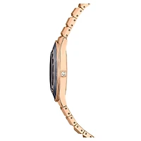 Dextera 3-hand watch, 37mm, Swiss Made, Metal bracelet, Black, Rose gold-tone finish by SWAROVSKI